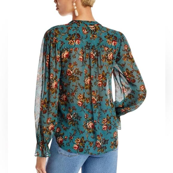 PAIGE Clemency Silk Blouse Green Size Medium NWT - Picture 13 of 15